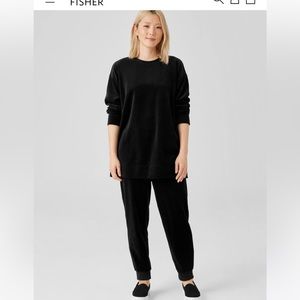 NWOT Eileen Fisher Cotton Velour Crew Neck Long Top